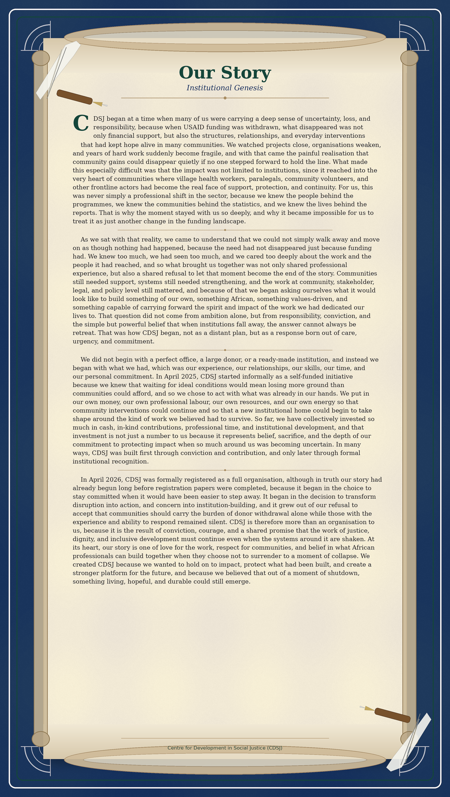 Our Story — Institutional Genesis