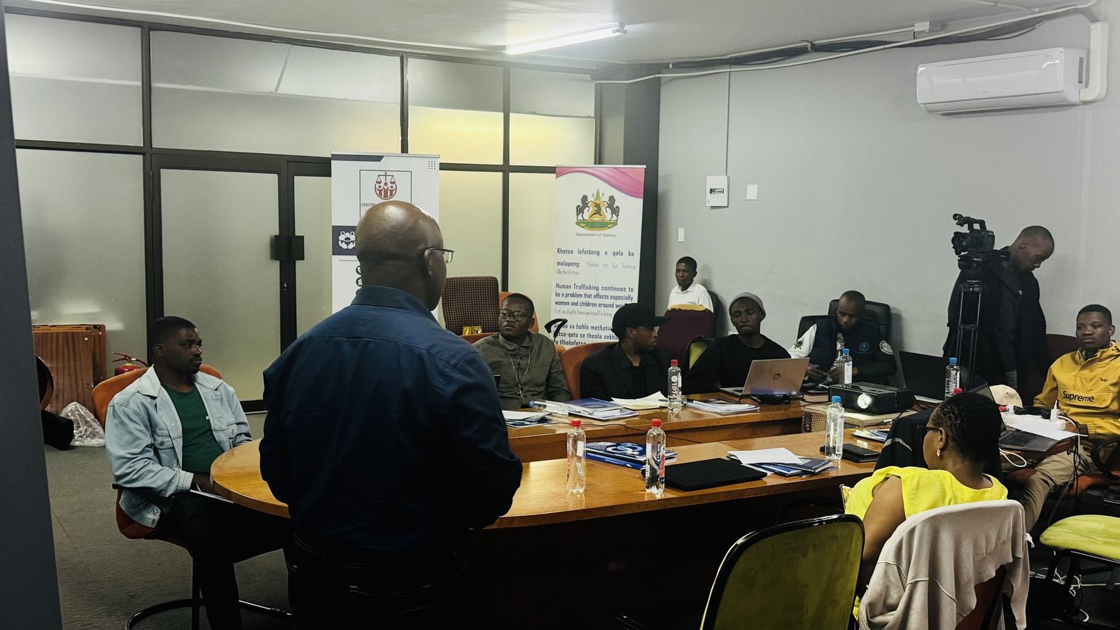 CDSJ facilitator leading a Gender-Responsive Budgeting discussion with male journalists in Maseru